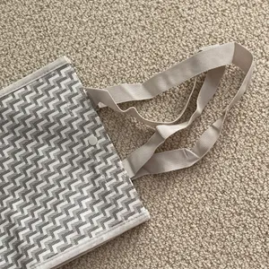 NEW Lululemon Small Reusable Tote Bag Tan Beige Pattern Snap Closure thumbnail 4