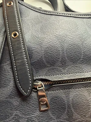 Coach Black Meadow Shoulder Bag in Signature Canvas Dual Straps Brown Interior thumbnail 7