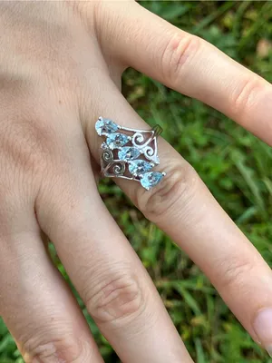 Natural Aquamarine Sterling Silver Ring Size 7.75 thumbnail 3