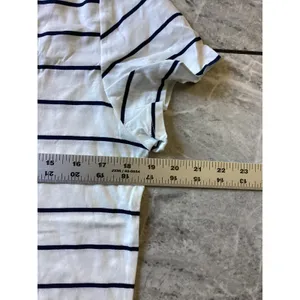 Quince NWOT Cotton Modal V-Neck Tee Ivory Black Stripe Short Sleeve Top L thumbnail 3