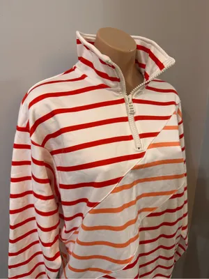 Solid & Striped Pullover Medium Quarter Zip Orange Red Beach Cover Up Terry thumbnail 3