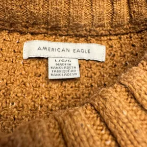 American Eagle Outfitters Waffle Knit Crewneck Sweater‎ Amber Ochre Size L thumbnail 5