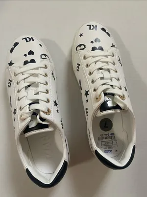Karl Lagerfeld White Sneakers with Black Heart & Star Print thumbnail 1