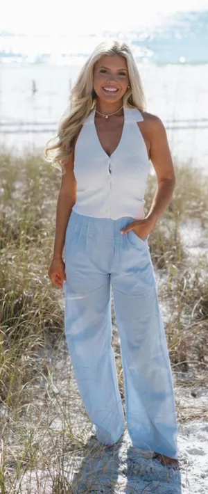 These Three Boutique blue linen pants thumbnail 1