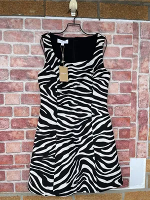 NWT Designer Michael Kors Zebra Wool Dress 8 Mob Wife Chic thumbnail 5