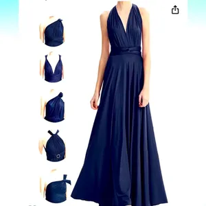 Dark Blue convertible halter maxi thumbnail 2