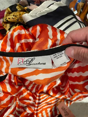 Cute silky orange white contrast tropical stripe kaftan beach pool lounge dress thumbnail 4