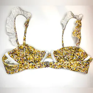 Abercrombie & Fitch Ruffle Floral Yellow Bikini Swim Top‎ Size S thumbnail 3