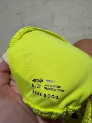 Aerie Neon Yellow Ruched Triangle Bikini Top XL thumbnail 3