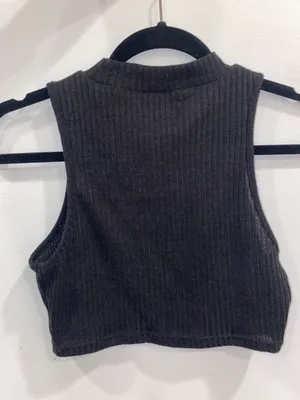 Amazon Black Cropped Mock Neck Tank Top thumbnail 2