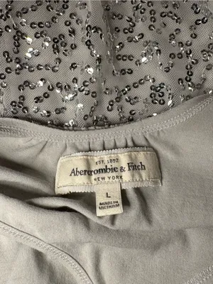 Abercrombie & Fitch Silver Sequin Mini Dress Size L thumbnail 6