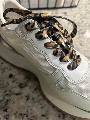 Vintage Havana Cream and Tan Platform Sneakers with Leopard Laces thumbnail 3