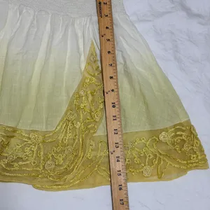 Free People Ombre Embroidered Mini‎ Skirt XS Yellow White Cotton Smocked Waist thumbnail 15