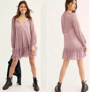 Free People Jenny Purple Crush Velvet Dress thumbnail 2