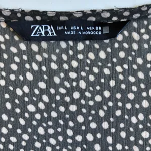 Zara Womens Green Cream Polka Dot Smocked‎ V-Neck Mini Dress L thumbnail 5