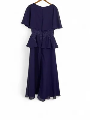 JJ's House Women's S Royal Purple Formal Dress Wedding Guest Vintage y2k Ruffle thumbnail 4