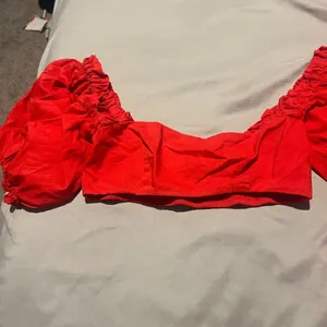 Weworewhat Coco Solid Obe Ruby Red Top Womens Sexy Cropped Xs thumbnail 5
