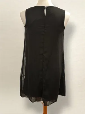 Target Black Floral Rosette Neckline Chiffon Shift Mini Dress XL JRs thumbnail 4
