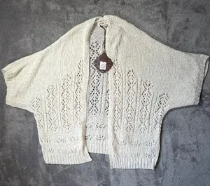 Knox Rose Medium Ivory Open Knit Cardigan Shrug Open Front Boho Western NEW #170 thumbnail 1
