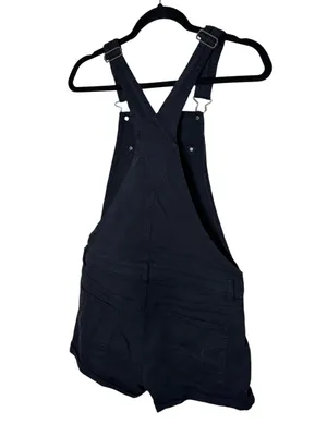 American Eagle NWT Black Denim Overall Shorts Shortalls Size M thumbnail 5