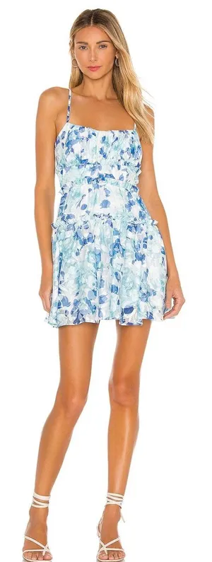 Majorelle Revolve Demi Mini Blue Floral Dress thumbnail 1