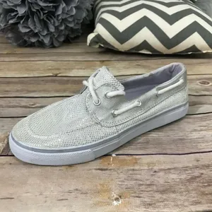 Austin Trading Co Womens Shoes Size‎ 5 Silver Top Siders Boat Sparkly NEW thumbnail 2