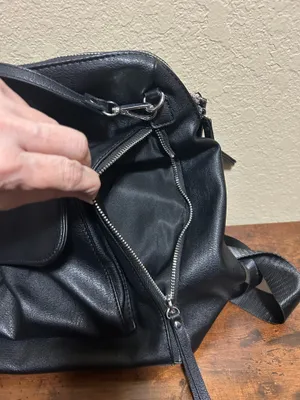 Miztique Black Large Convertible Backpack Crossbody Bag Zip/Magnetic Silver thumbnail 3