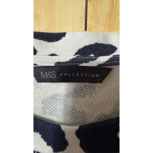 M&S‎ Collection Women's Leopard Print Sweatshirt White Navy Blue Cotton UK 12 thumbnail 2