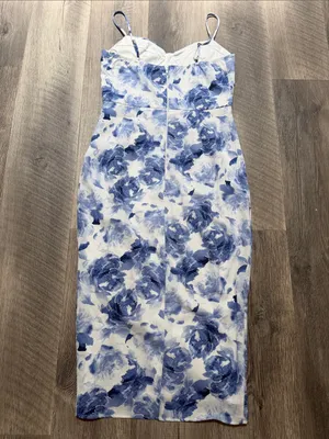 Blue Floral Midi Slip Dress thumbnail 6