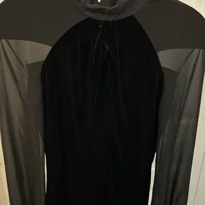 Boutique Thick Velvet Sheer long sleeve ruffle bottom sleeve top thumbnail 3