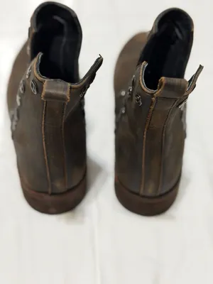 Musse & Cloud Brown Studded Leather Side Path Ankle Booties thumbnail 3