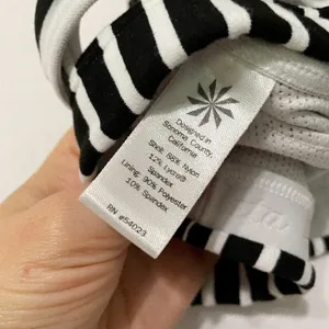 Athleta Black White Striped Wireless Sports Bra Womens XS Athletic Classic Gym thumbnail 8