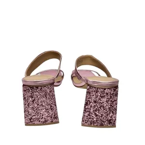 Abound‎ Mules Pink Glitter Block Heel Slide Sandals Square Toe Size 5 thumbnail 6