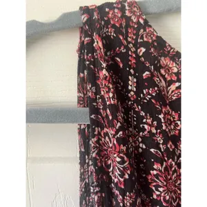 Lulus Evening Blossom Black Floral Print High-Low Wrap Dress - size small EUC thumbnail 7