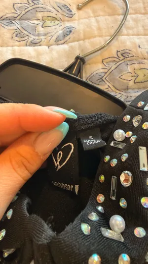 Black Fitted Dress Windsor Rhinestones Bodycon thumbnail 3