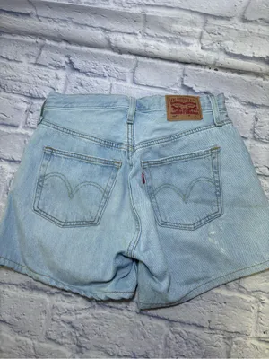 Levi's 501 Mid Thigh Shorts Women 27 Blue Denim Light Wash Button Fly Mom Jean thumbnail 2