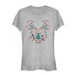 Disney Mickey Mouse Ears Friends Gray Christmas Holiday Tee Shirt Women's size L thumbnail 3