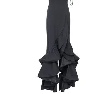 Betsy & Adam. Arielle Scuba‎ Crepe Ruffle Slit Gown. thumbnail 9