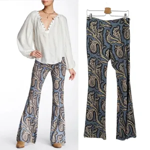 Free People Paradise Printed Linen Blend Pants Blue Combo Size‎ Small thumbnail 2
