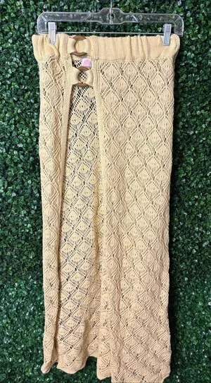 Free People Butter Yellow High Rise Crochet Cover Up Skirt Sz Small NWT thumbnail 1