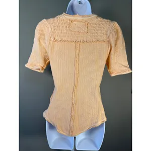 We The Free Free People‎ Red Delicious Tee Sunset Drive Raw Hem Thermal Top XS thumbnail 3
