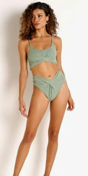 BEACH RIOT Bikini Set Kenzie Top Zuri Bikini Bottom‎ Beryl Green Size: M thumbnail 1