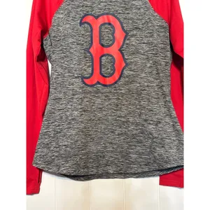 G-III 4Her Boston Red Sox Hoodie Women M Gray Red Raglan B Logo Pullover thumbnail 4