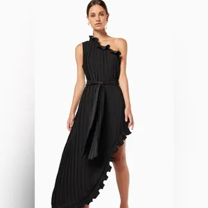 Elliatt Italianate One Shoulder Pleated Dress in Ivory thumbnail 10