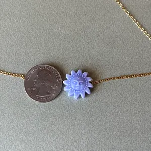 Handmade gold tone stainless steel & ceramic sun boho retro vintage style necklace☀️ thumbnail 8