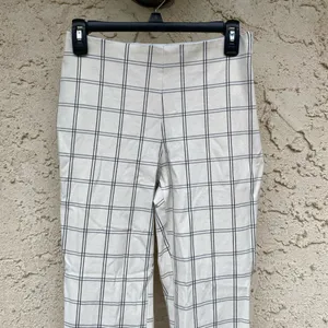 A new day size 4 white blue black plaid ankle length straight leg work pants thumbnail 6