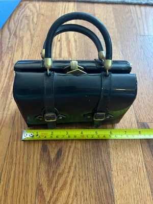 MCM Mini Patent Leather Satchel in Black with Gold Hardware thumbnail 8