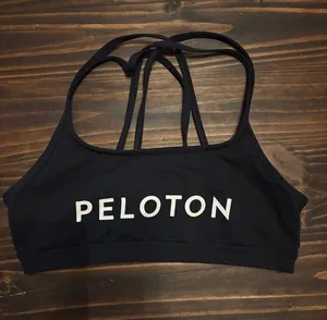 Peloton medium strappy black fitness bra thumbnail 1