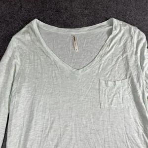 Tresics Womens Mint Green Long Sleeve V-Neck Pocket Tee Rayon Top TRU-G7024 M thumbnail 9