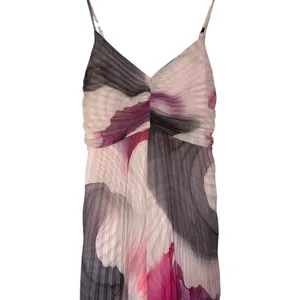 Express Floral Abstract Micro Pleated Maxi Dress Plum Magenta Watercolor L‎ NWT thumbnail 3